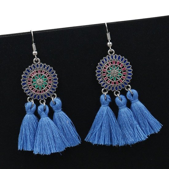 Mostata Womens Tassel Alloy Round Earring