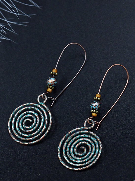 Womens Vintage Round Alloy Hollow Earrings