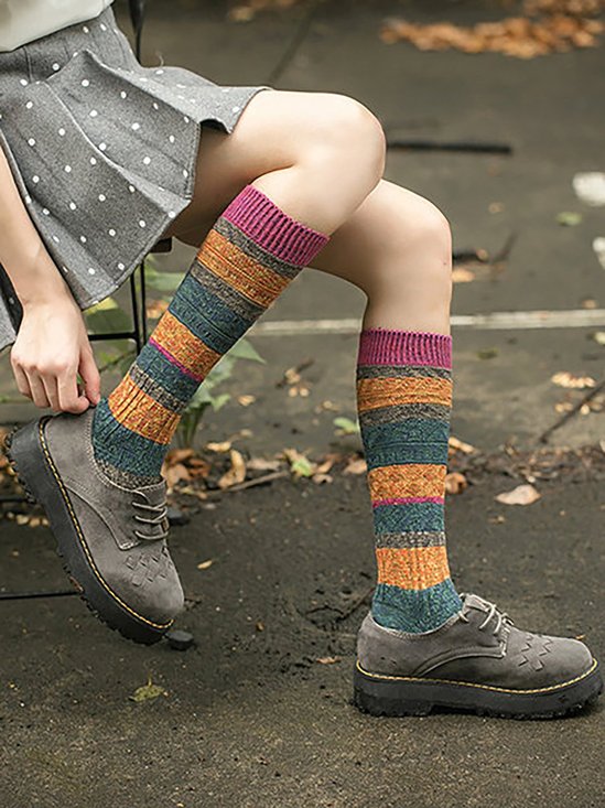 Mostata Patchwork cotton pile socks Harajuku socks