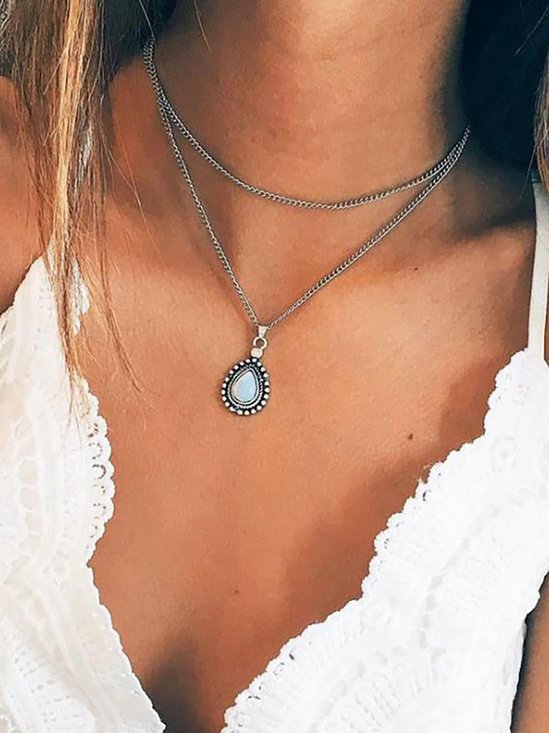 Women's Alloy Round Drop Necklaces