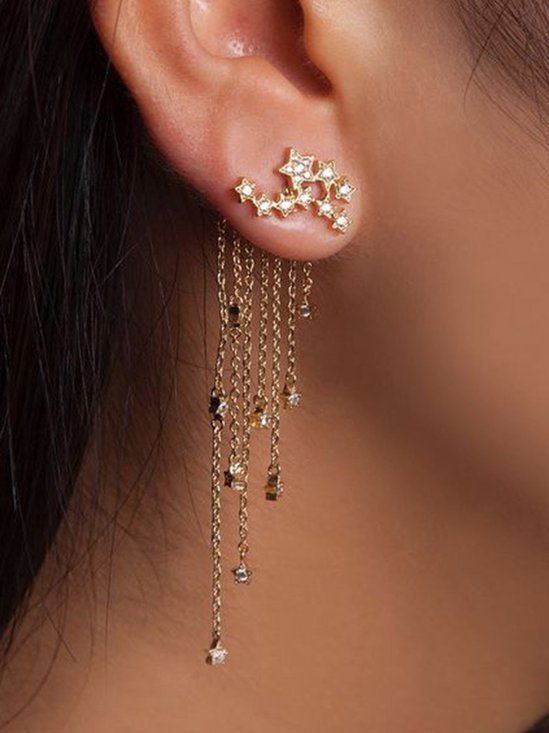 Womens Twinkle Star Tassel Pendant Earrings