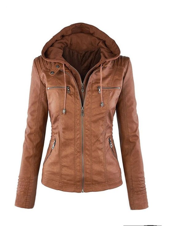 Hoodie Solid Long Sleeve Pockets Zipper Winter Jacket