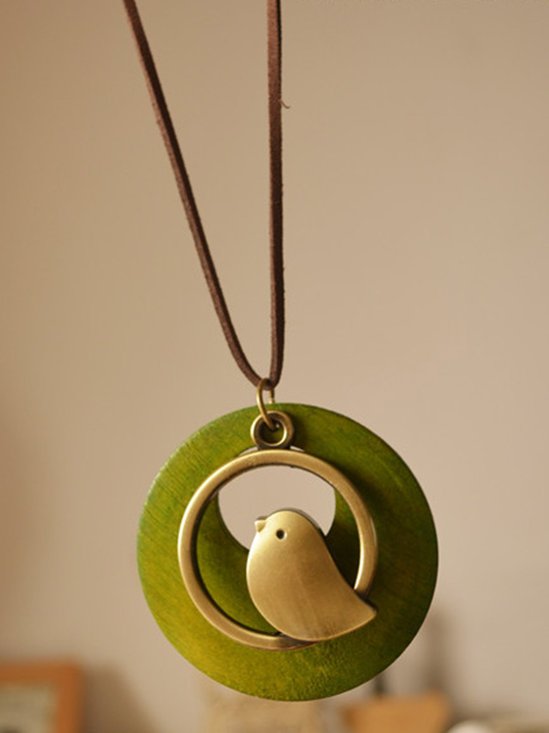 Mostata Gift For Her Handmade Bird Sweater Vintage Necklace