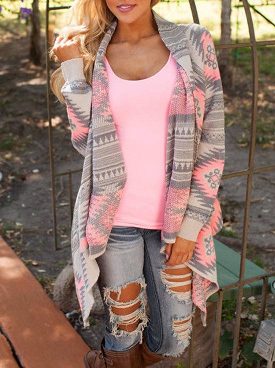 Mostata Jacquard Casual Long Sleeve Cardigan