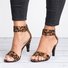 Mostata Women Middle Heel Sandal leopard Ankle Strap Shoes