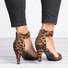 Mostata Women Middle Heel Sandal leopard Ankle Strap Shoes