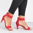 Mostata Women Middle Heel Sandal leopard Ankle Strap Shoes