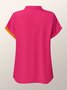 Urban Loose Color Block Stand Collar  Blouse
