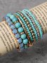 Ethnic Turquoise Crystal Beaded Layered Bracelet Boho Jewelry