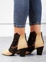 Lace Split Joint Chunky Heel Sandals Boots with Back Zip