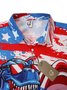 Independence Day Flag Dinosaur Chest Pocket Short Sleeve Shirt