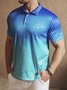 Ombre Abstract Geometric Button Short Sleeve Golf Polo Shirt