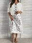 Plus Size Loose Casual Leaf Crew Neck Two-Piece Set