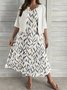 Plus Size Loose Casual Leaf Crew Neck Two-Piece Set
