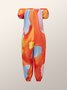 Gradient Pattern Casual Cold Shoulder Jumpsuit
