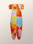 Gradient Pattern Casual Cold Shoulder Jumpsuit