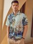 Coconut Tree Chest Pocket Short Sleeve Hawaiian Shirt