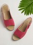 Retro Solid Simple Open Toe Chunky Heel Sandals