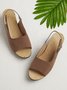 Retro Solid Simple Open Toe Chunky Heel Sandals