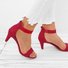 Mostata Women Middle Heel Sandal leopard Ankle Strap Shoes