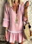 Mostata Lavender Paneled V Neck Basic Casual Dress