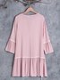 Mostata Lavender Paneled V Neck Basic Casual Dress