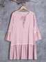 Mostata Lavender Paneled V Neck Basic Casual Dress
