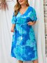 Short Sleeve Ombre/tie-Dye Weaving Dress test