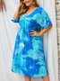 Short Sleeve Ombre/tie-Dye Weaving Dress test
