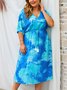 Short Sleeve Ombre/tie-Dye Weaving Dress test
