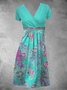 Summer Leisure Vacation, Waist Marine Jellyfish Holiday Short Sleeve A-Line Knitting Dress