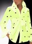 Shirt Collar Long Sleeve Casual Polka Dots Top