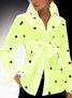 Shirt Collar Long Sleeve Casual Polka Dots Top