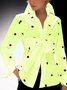 Shirt Collar Long Sleeve Casual Polka Dots Top