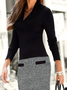 Solid Lapel Regular Fit Knitting Dress