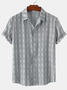 Cotton and Linen Style Check Lapel Cozy Linen Shirt