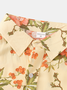 Cotton and Linen Style American Casual Plant Flower Versatile Linen Shirt