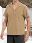 Men's Cotton Linen Retro Solid Color Short Sleeve Shirt
