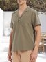 Men's Cotton Linen Retro Solid Color Short Sleeve Shirt