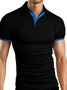 Casual Style Basic Series Contrast Color Element Lapel Short-Sleeved Polo Top