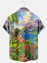 Mens Hula Beauty Print Casual Breathable Hawaiian Short Sleeve Shirt