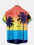 Mens Coconut Tree Print Casual Breathable Hawaiian Short Sleeve Shirt