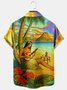 Mens Hula Beauty Print Casual Breathable Hawaiian Short Sleeve Shirt