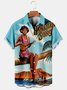 Mens Hula Beauty Print Casual Breathable Hawaiian Short Sleeve Shirt