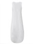 Loosen Vacation Linen Simple  Ethnic V Neck Short sleeve Woven Dress