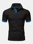 Casual Style Basic Series Contrast Color Element Lapel Short-Sleeved Polo Top