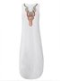 Loosen Vacation Linen Simple  Ethnic V Neck Short sleeve Woven Dress