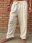Men's Vintage Cotton Linen Elastic Waist Casual Trousers
