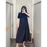 Solid Loosen Elegant Short Sleeve Woven Dress
