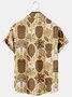 Mens Retro Aloha Hippie Print Lapel Loose Short Sleeve Funky Hawaiian Shirt